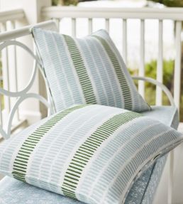 Topsail Stripe Fabric by Thibaut Royal and Green Apple