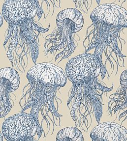 Jelly Fish Bloom Wallpaper by Thibaut Blue/Beige