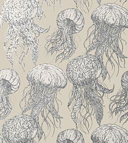 Jelly Fish Bloom Wallpaper by Thibaut Silver/Beige