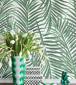 West Palm Wallpaper by Thibaut Turquoise