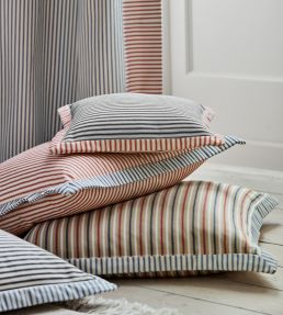 Ticking Stripe 1 Fabric by Ian Mankin Crimson