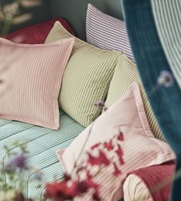 Ticking Stripe 1 Fabric by Ian Mankin Rose