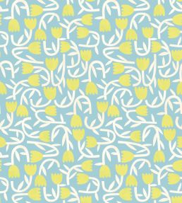 Tiny Tulip Wallpaper by Ohpopsi Lime & Sky