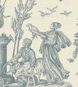 Toile Baptiste Wallpaper by Lewis & Wood Celeste