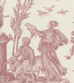 Toile Baptiste Fabric by Lewis & Wood Cerise