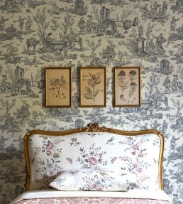 Toile Baptiste Wallpaper by Lewis & Wood Marron