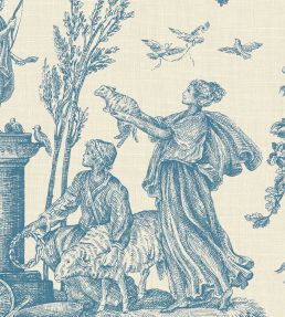Toile Baptiste Wallpaper by Lewis & Wood Ciel