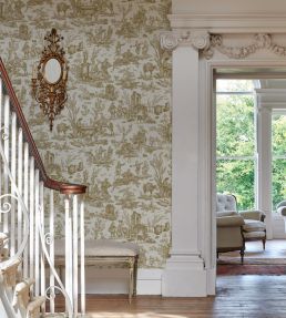 Toile Baptiste Wallpaper by Lewis & Wood Jade