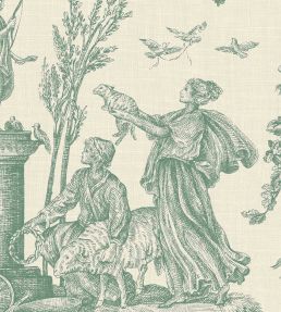 Toile Baptiste Wallpaper by Lewis & Wood Jade