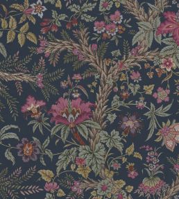 Tree Of Life Velvet Fabric by Warner House Navy
