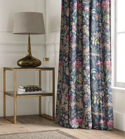 Tree Of Life Velvet Fabric by Warner House Navy
