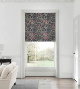 Tree Of Life Velvet Fabric by Warner House Navy