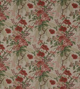 Tree Poppy Linen Fabric by Colefax and Fowler Red/Forest