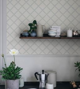 Trellis Wallpaper by Sandberg Misty Blue