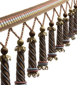 Trianon Carved Beaded Fringe Trimming by Samuel & Sons Chocolat