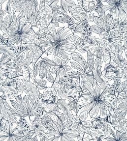Tropical Sun Wallpaper by Caselio Midnight Blue