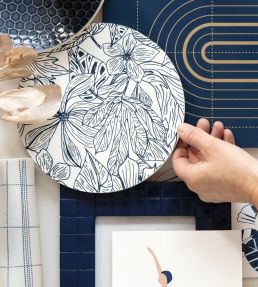 Tropical Sun Wallpaper by Caselio Midnight Blue
