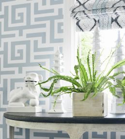 Tulum Wallpaper by Thibaut Spa Blue