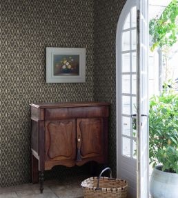 Turtledove Barn Wallpaper by Sandberg Charcoal