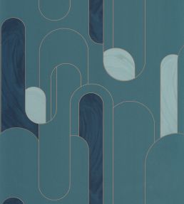 Up and Around Wallpaper by Caselio Bleu Canard Dore