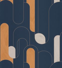 Up and Around Wallpaper by Caselio Bleu Minuit Dore