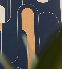 Up and Around Wallpaper by Caselio Bleu Canard Dore