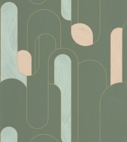 Up and Around Wallpaper by Caselio Kaki Bleu Dore
