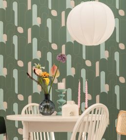 Up and Around Wallpaper by Caselio Kaki Bleu Dore