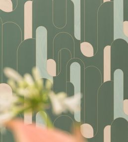 Up and Around Wallpaper by Caselio Bleu Canard Dore
