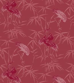 V&A Bamboo Garden Fabric by Arley House Cranberry