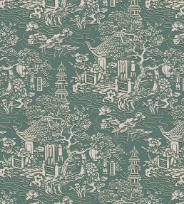 V&A Pagoda Fabric by Arley House Sage Green