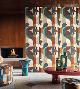 Vassily Wallpaper by Casamance Ardoise/Ambre