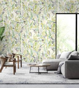 Verdure Wallpaper by Ohpopsi Blush & Petrol