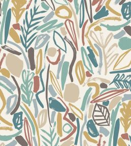 Verdure Wallpaper by Ohpopsi Teal & Cinnamon