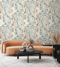 Verdure Wallpaper by Ohpopsi Teal & Cinnamon