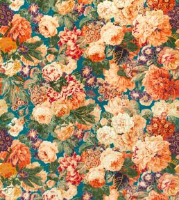 Very Rose And Peony Velvet Fabric by Sanderson Kingfisher/Rowan Berry