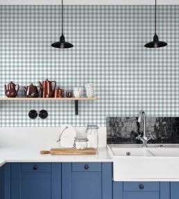 Vichy Wallpaper by Casadeco Bleu Orage