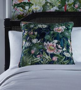 Waterlily Cushion 50 x 50cm by Clarke & Clarke Midnight