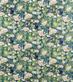 Waterlily Velvet Fabric by Clarke & Clarke Midnight