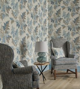 Weald Fabric by Nina Campbell Indigo/Gold