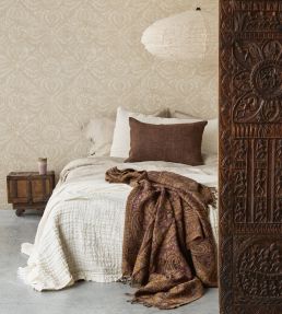 Blockprint Diagonal Tiles Wallpaper by Eijffinger Cream/Sand