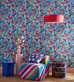Wildflower Meadow Wallpaper by Harlequin Lapis/Carnelian/Aquamarine