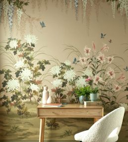 Wisteria Bloom Mural by 1838 Wallcoverings Alabaster