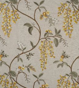 Wisteria Vine Linen Fabric by James Hare Cardamom
