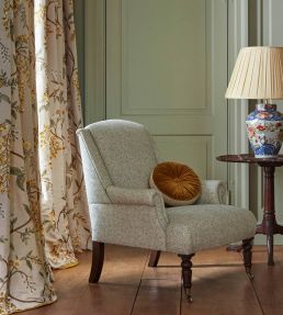 Wisteria Vine Linen Fabric by James Hare Cardamom