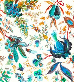 Wonderland Floral Fabric by Harlequin Lapis/Emerald/Carnelian