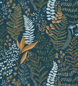 Woodland Wallpaper by Caselio Bleu Nuit Kaki