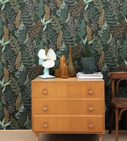 Woodland Wallpaper by Caselio Bleu Nuit Kaki