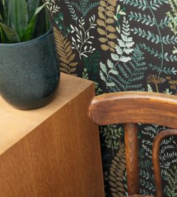 Woodland Wallpaper by Caselio Bleu Nuit Kaki