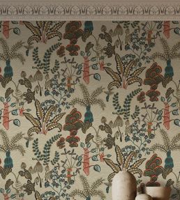 Woodland Floor Wallpaper by Josephine Munsey Stone and Teal